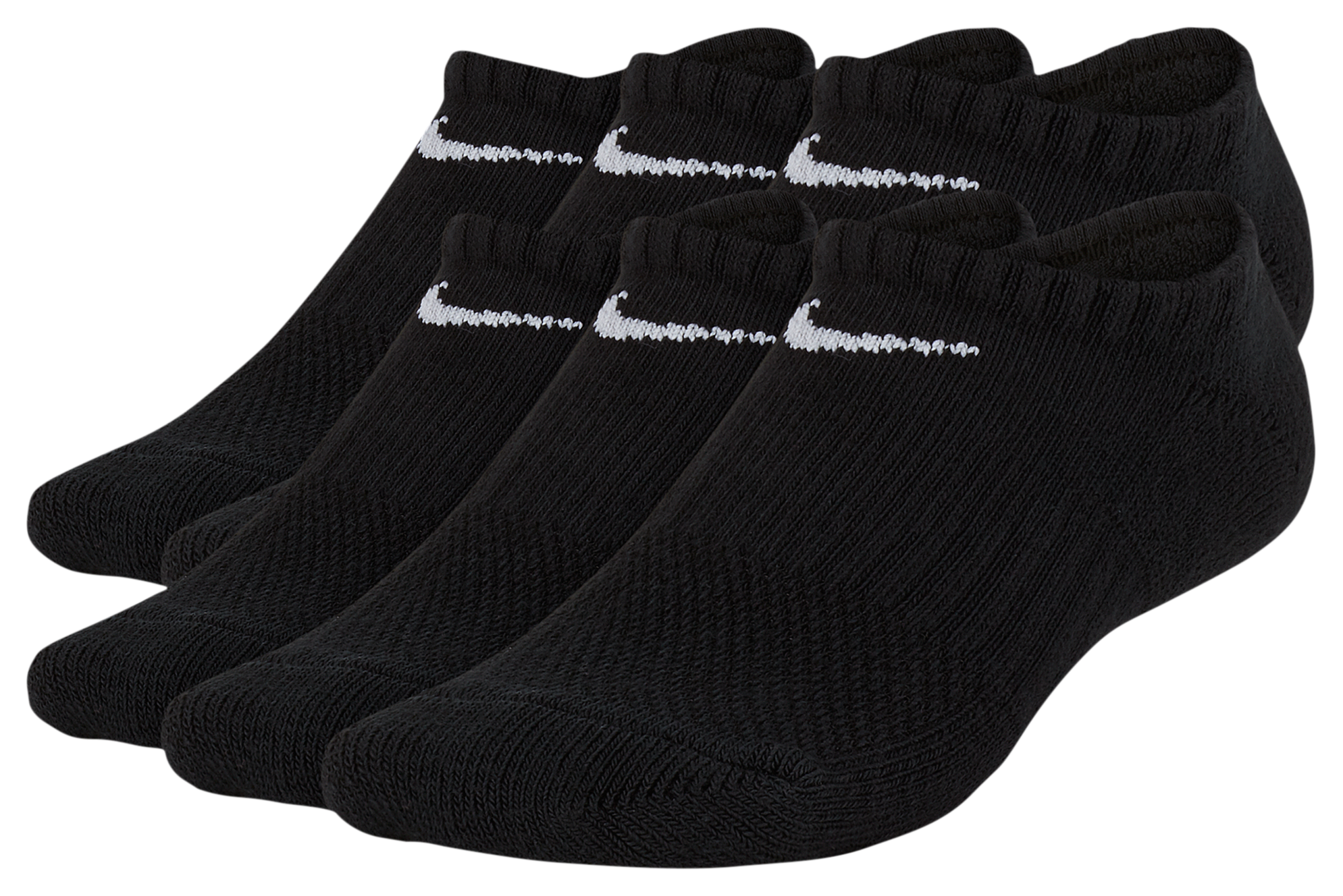 Nike 6 Pack Cushioned No-Show Socks 童款 - Black/White - Image 1