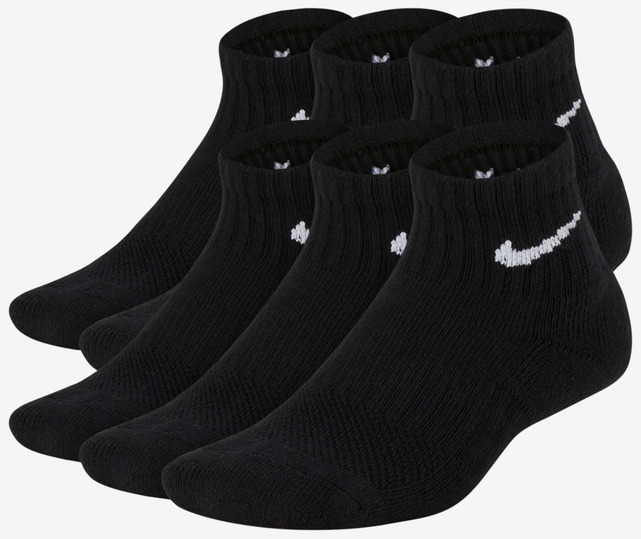 Nike 6 Pack Cushioned Quarter Socks Image 2 of 3. Tap to open photo gallery.