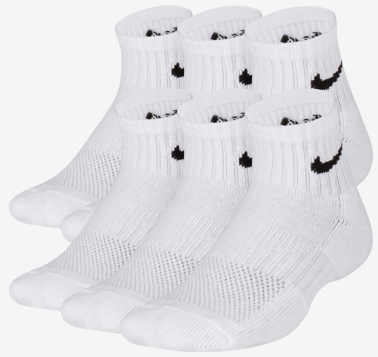 Nike 6 Pack Cushioned Quarter Socks Image 2 of 3. Tap to open photo gallery.