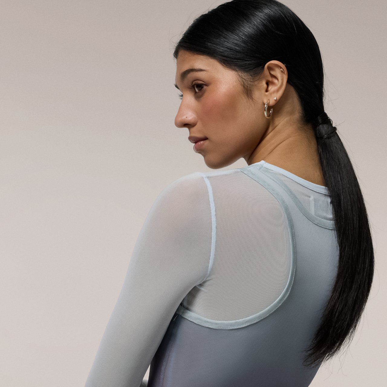 Cozi Long Sleeve Layered Mesh Top Image 3 of 4. Tap to open photo gallery.