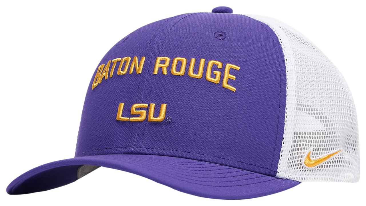 Nike LSU Rise Trucker Home Cap Image 1 of 5. Tap to open photo gallery.
