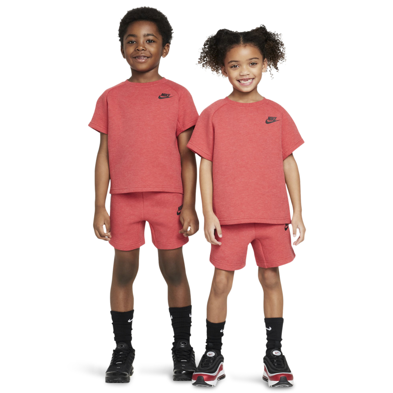 Nike Tech Fleece T-Shirt And Shorts Set Image 1 of 10. Tap to open photo gallery.