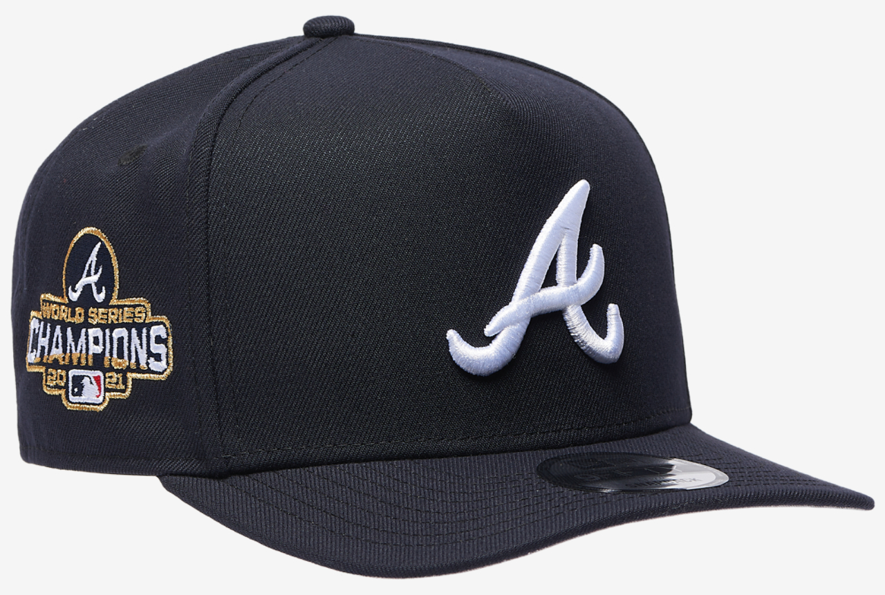 New Era Braves '21 WS Curved 9FIFTY A-Frame Cap Image 3 of 5. Tap to open photo gallery.