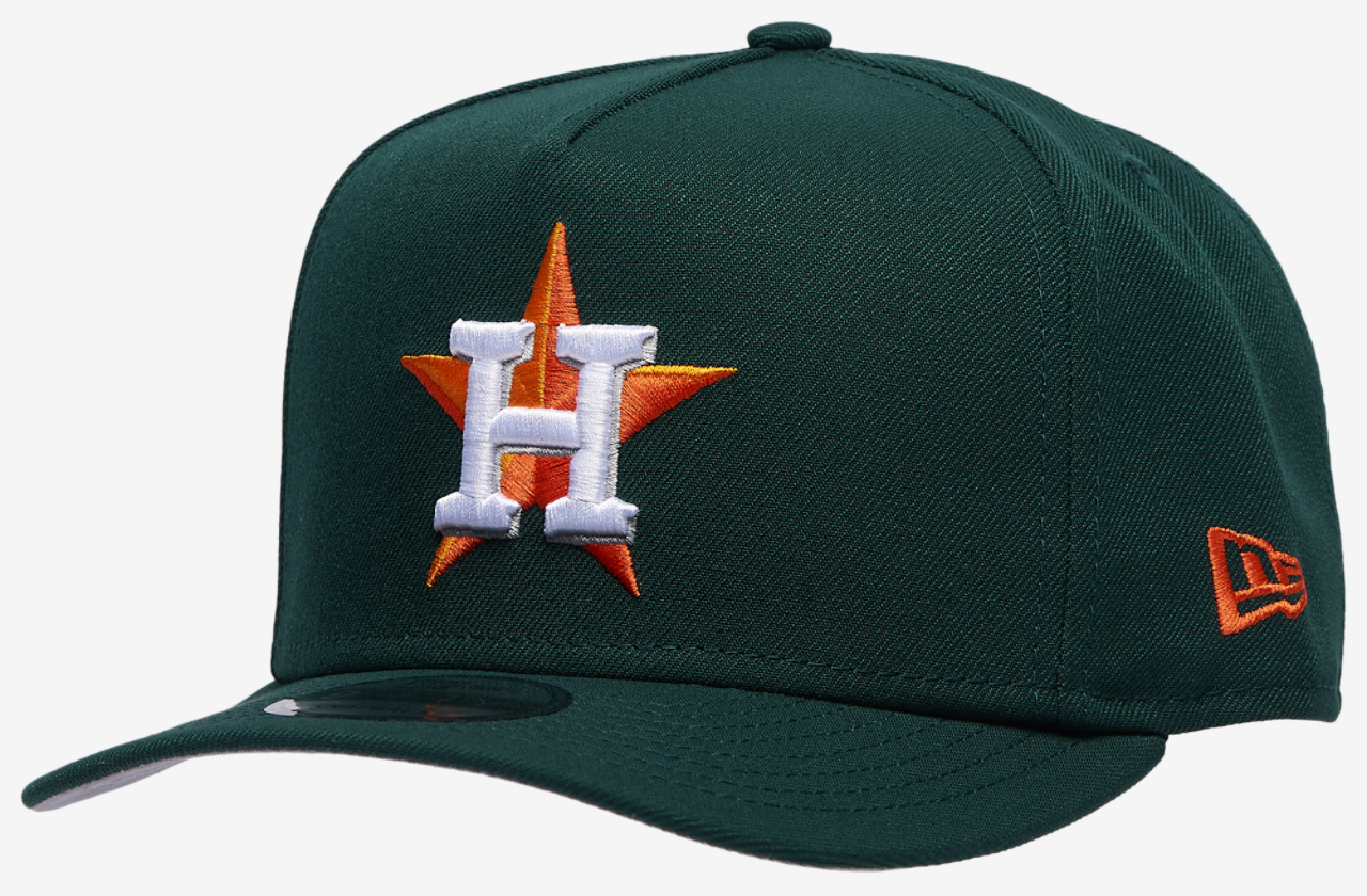 New Era Houston Astros 45th 9FIFTY A-Frame Curve Cap Image 1 of 5. Tap to open photo gallery.