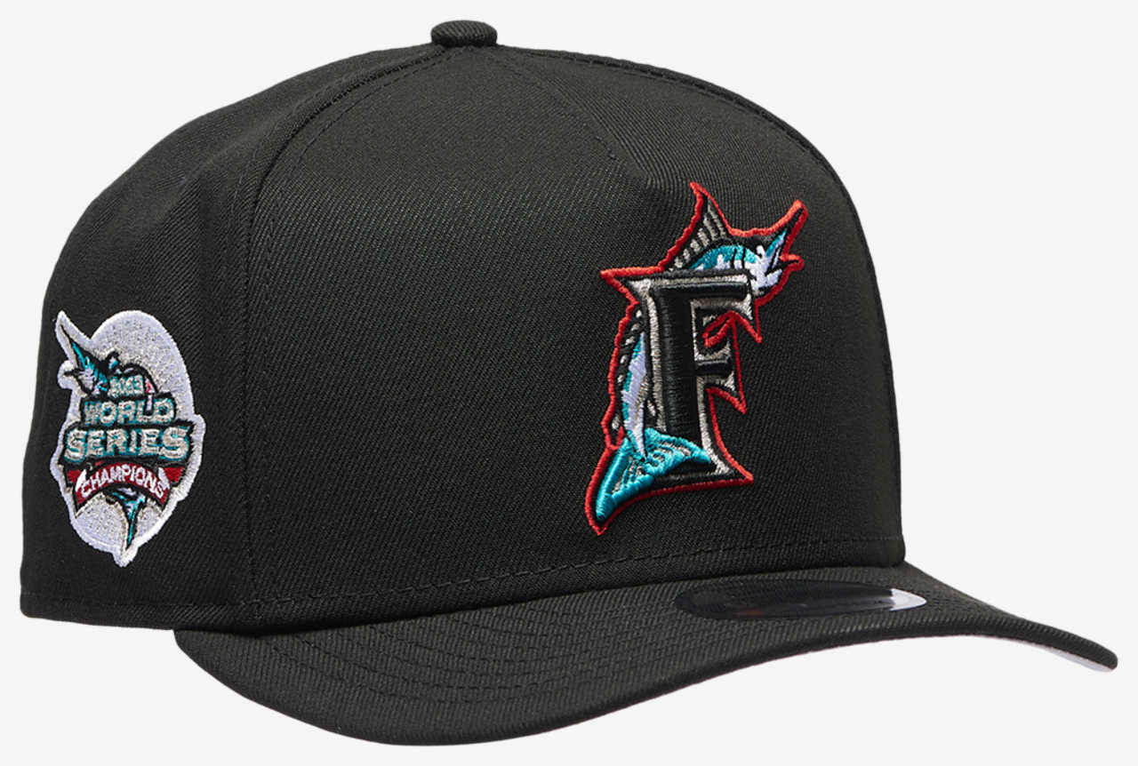 New Era Marlins 9FIFTY A-Frame Curve 03 World Series Cap Image 3 of 5. Tap to open photo gallery.