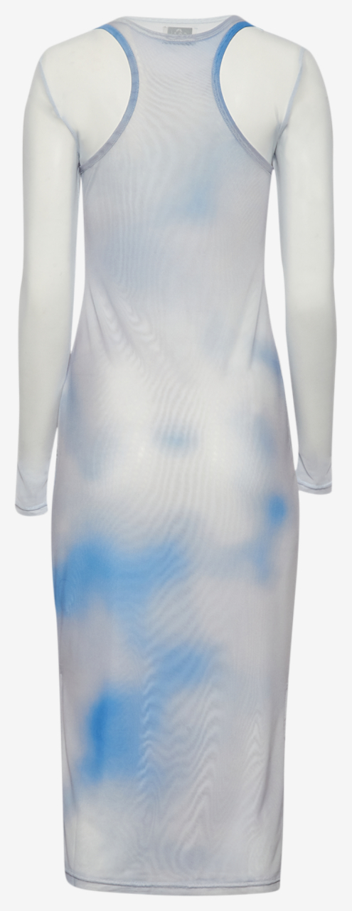 Cozi Long Sleeve Layered Mesh Midi Dress Image 7 of 7. Tap to open photo gallery.