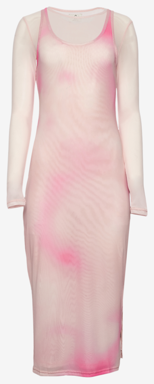 Cozi Long Sleeve Layered Mesh Midi Dress Image 1 of 2. Tap to open photo gallery.