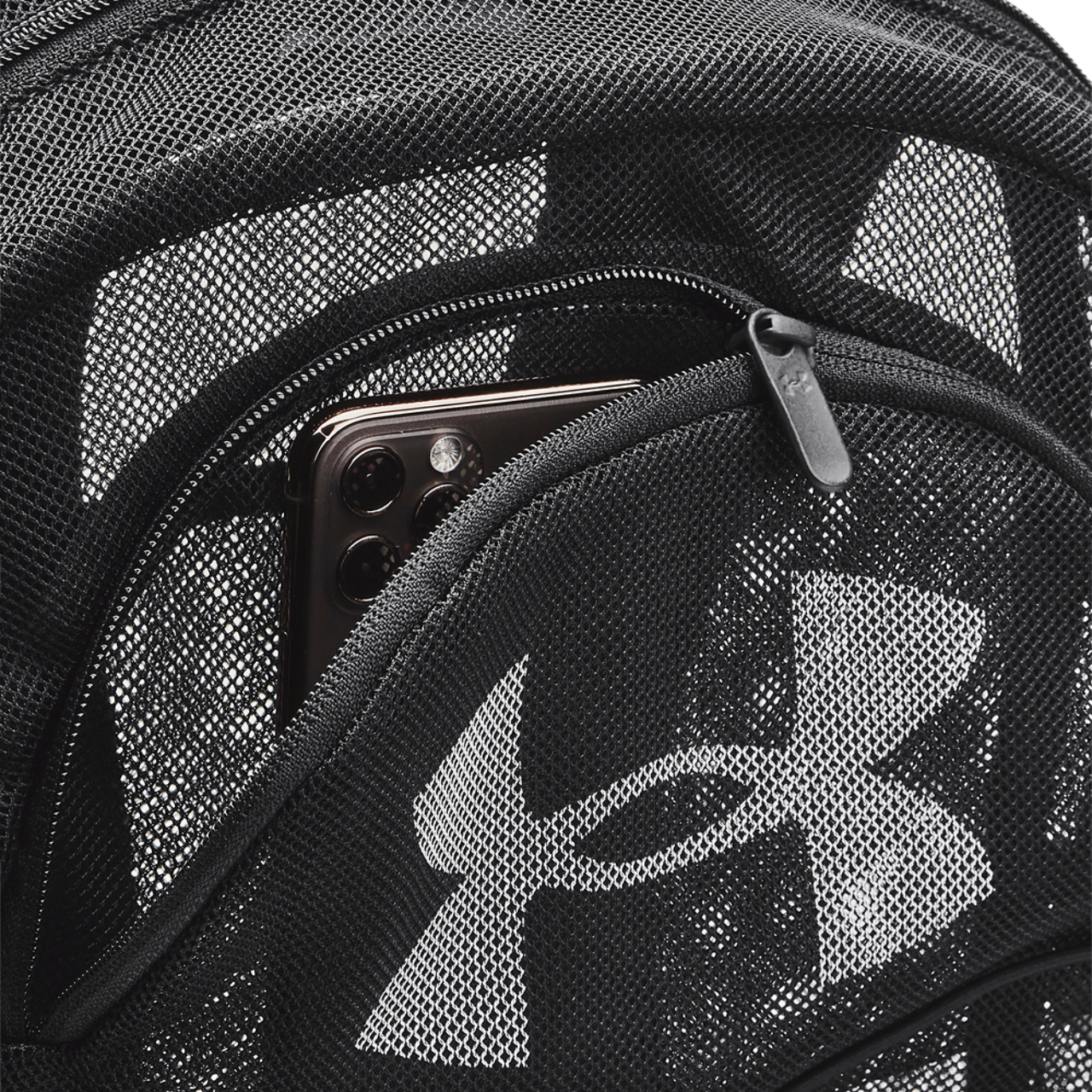 Under Armour Hustle Mesh Backpack Image 3 of 6. Tap to open photo gallery.