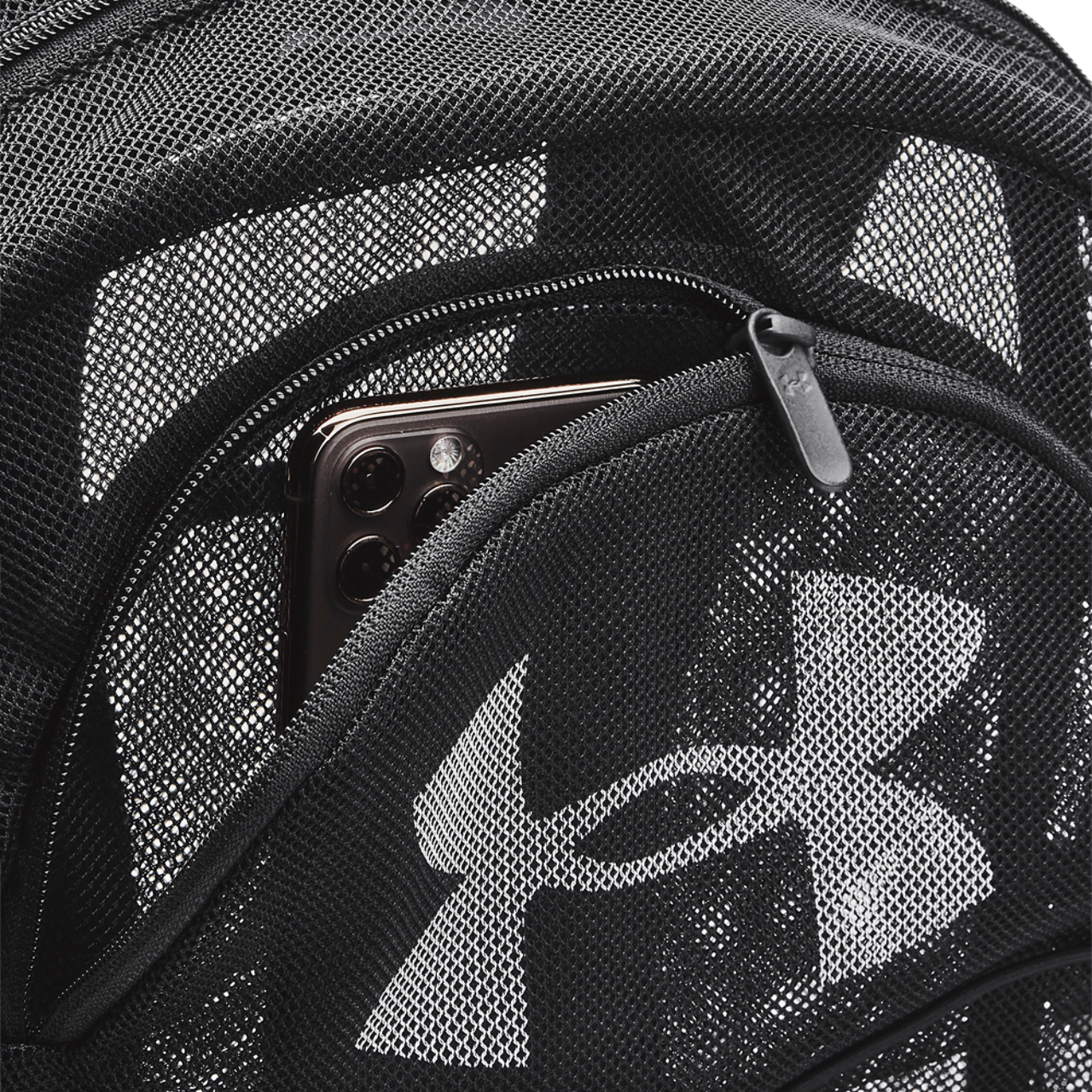 Under Armour Hustle Mesh Backpack Image 3 of 6. Tap to open photo gallery.