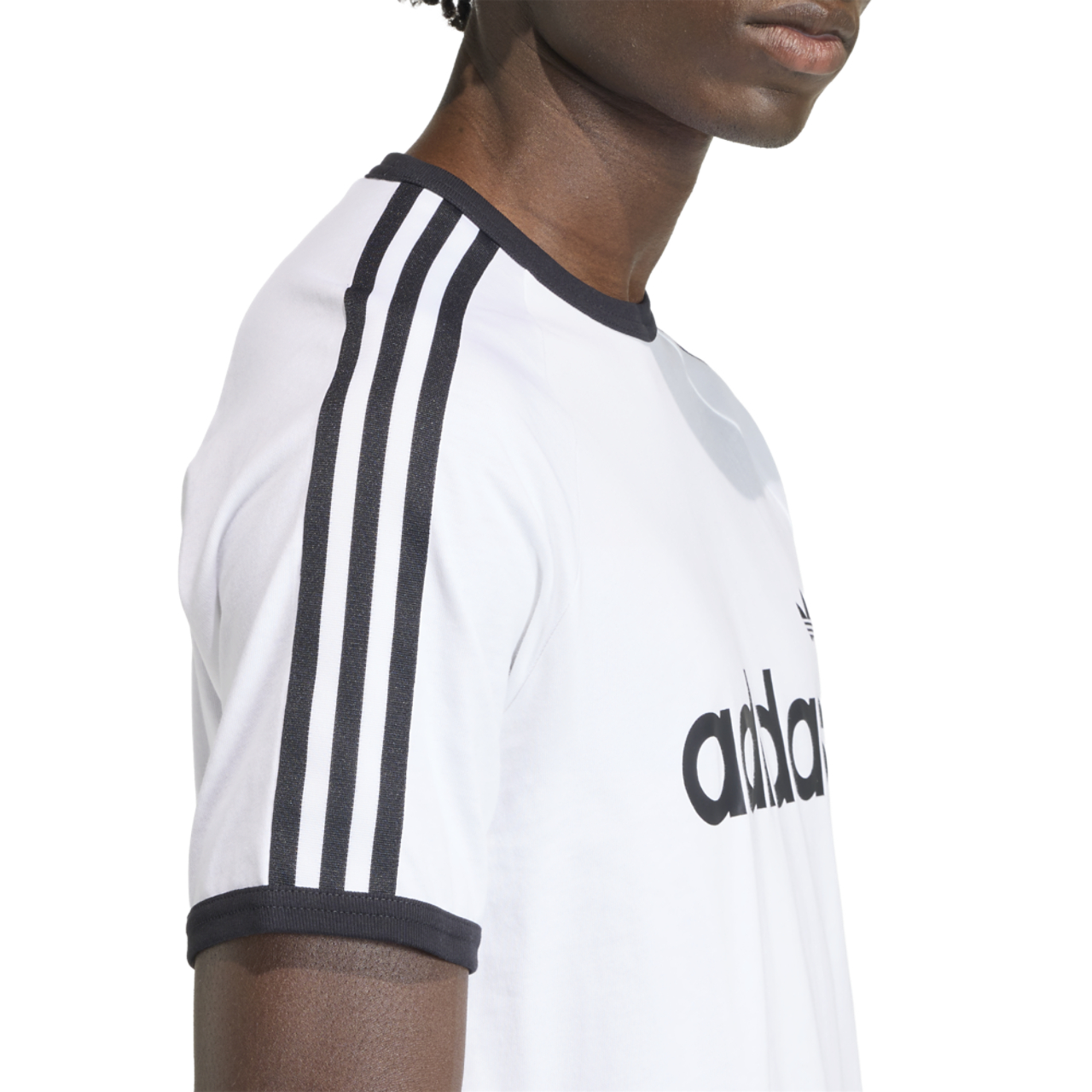 adidas 3-Stripes Slim Ringer T-shirt  Image 3 of 5. Tap to open photo gallery.