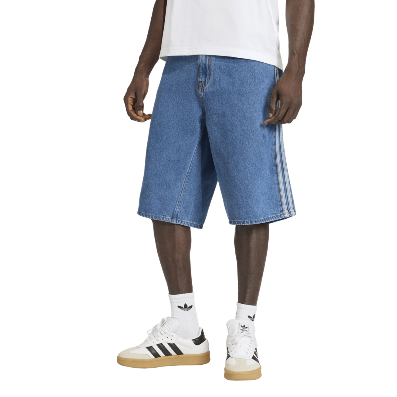 adidas Firebird Adicolor Denim Shorts 10"  Image 1 of 4. Tap to open photo gallery.
