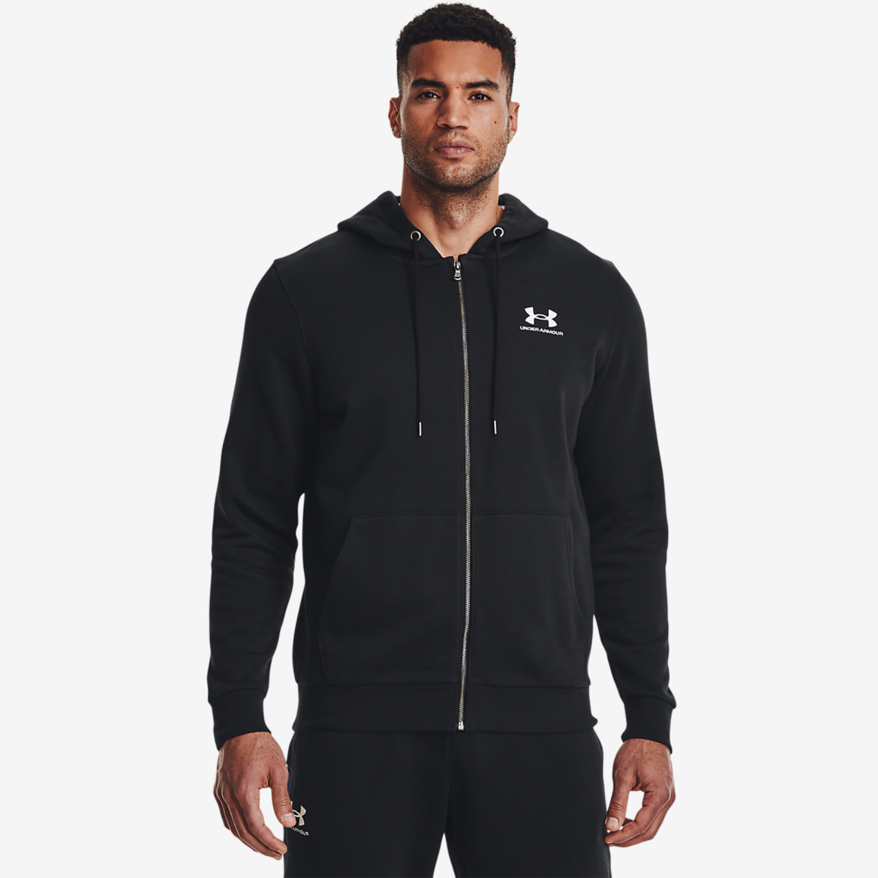 Under Armour Essential Fleece Full-Zip Hoodie Image 4 of 5. Tap to open photo gallery.