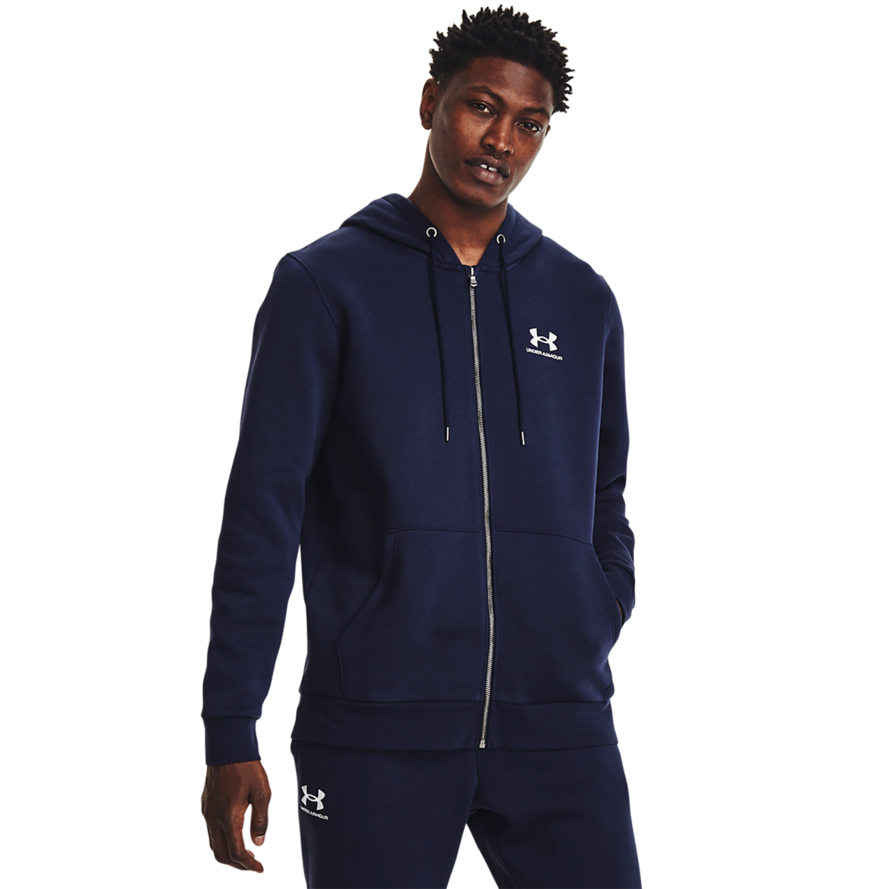 Under Armour Essential Fleece Full-Zip Hoodie Image 3 of 4. Tap to open photo gallery.
