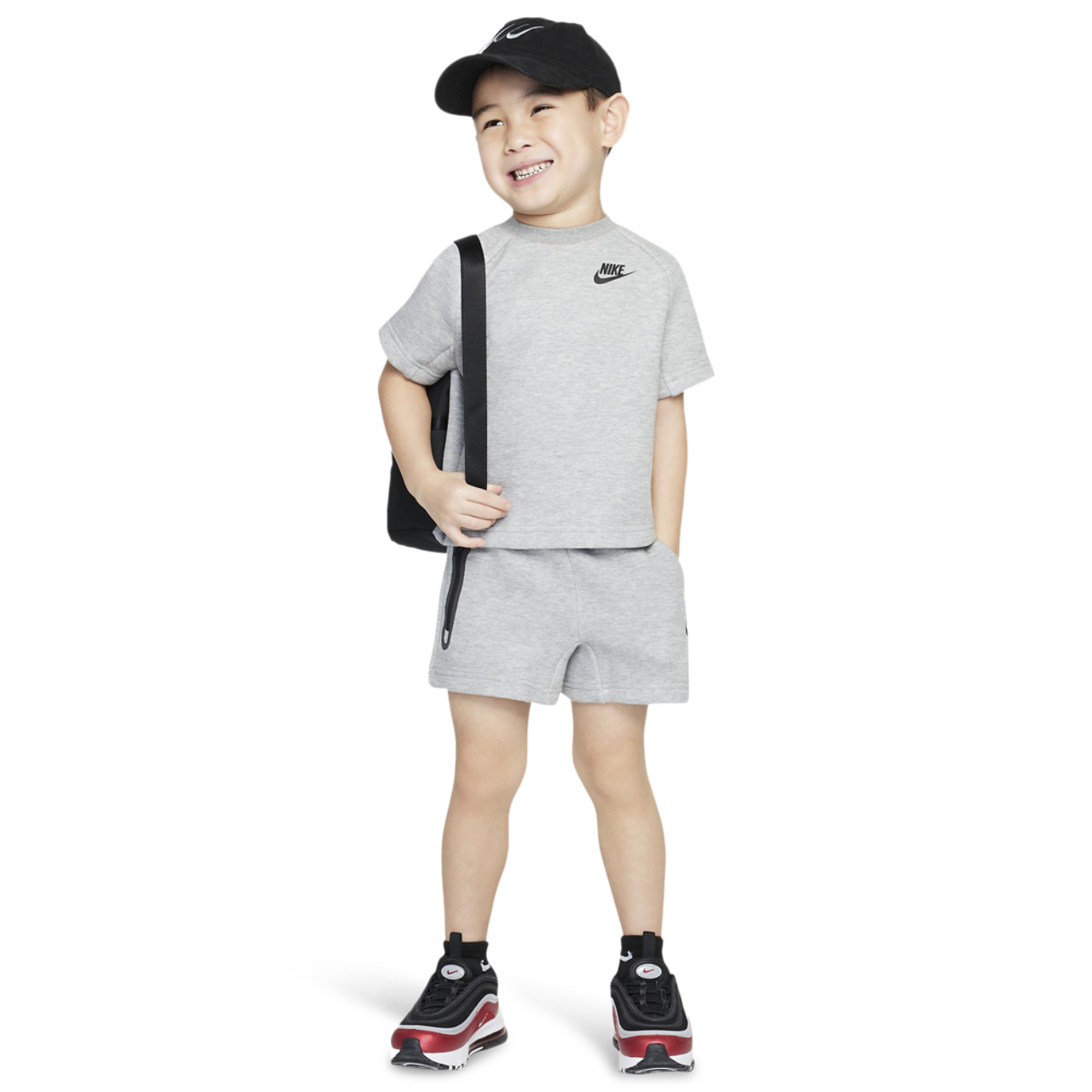 Nike Tech Fleece T-Shirt And Short Set Image 1 of 13. Tap to open photo gallery.