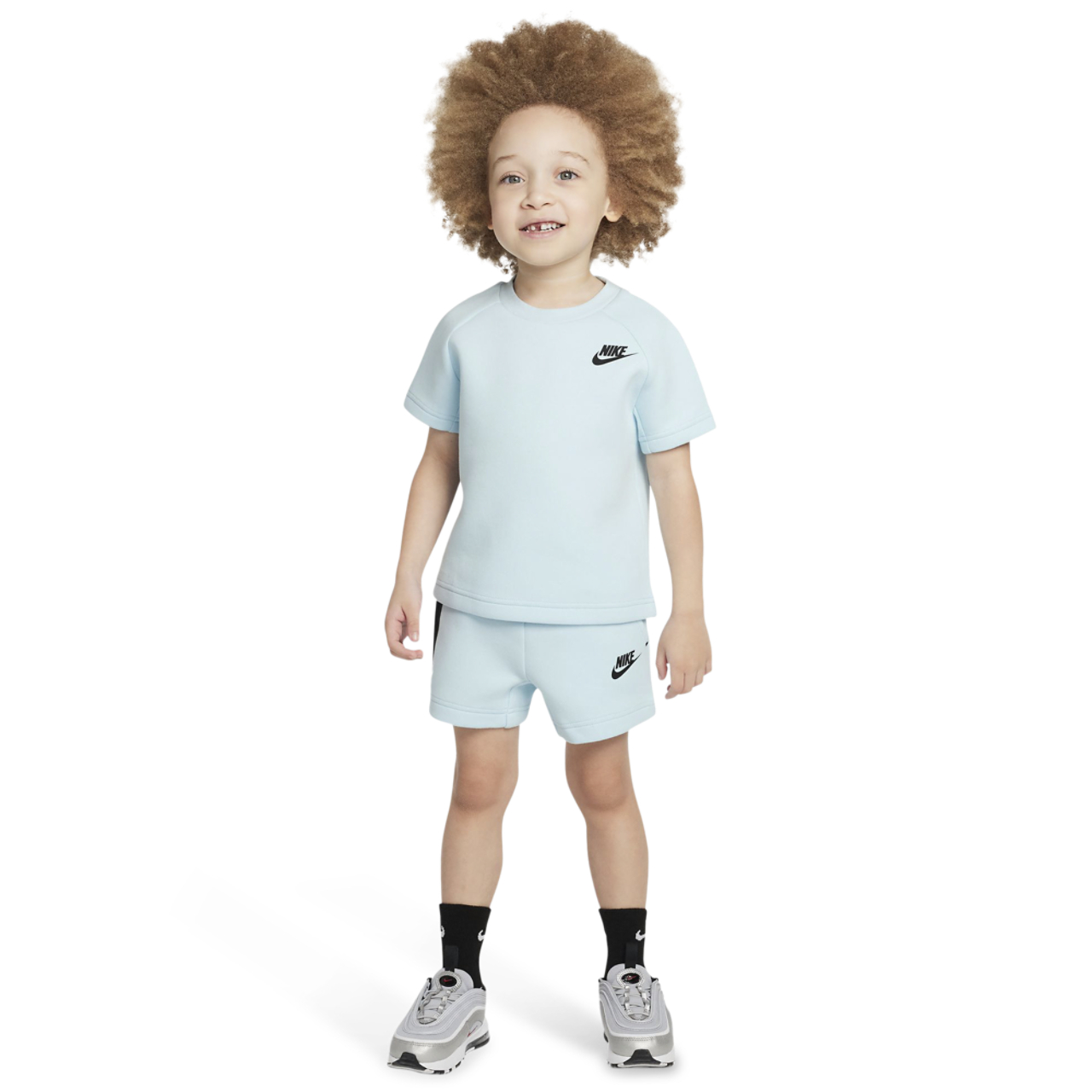Nike Tech Fleece T-Shirt And Short Set Image 1 of 7. Tap to open photo gallery.