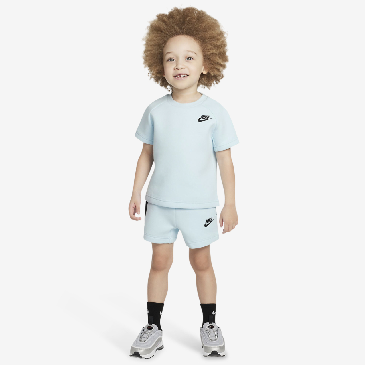 Nike Tech Fleece T-Shirt And Short Set Image 1 of 7. Tap to open photo gallery.