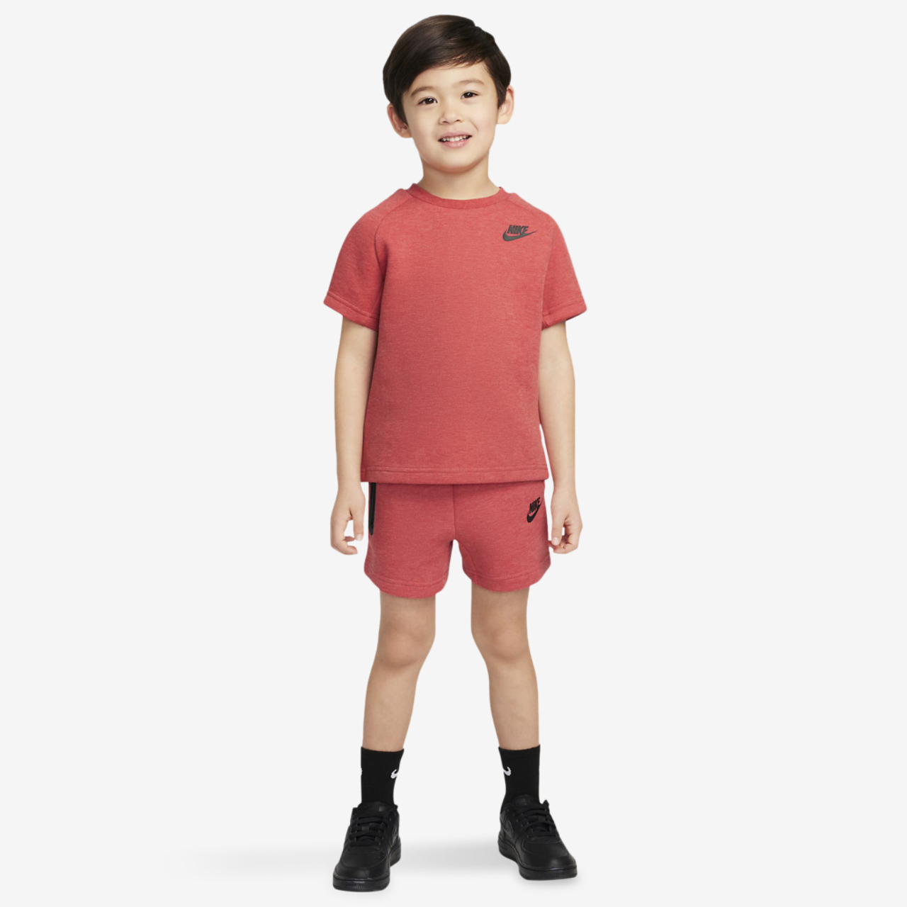 Nike Tech Fleece T-Shirt And Short Set Image 1 of 9. Tap to open photo gallery.