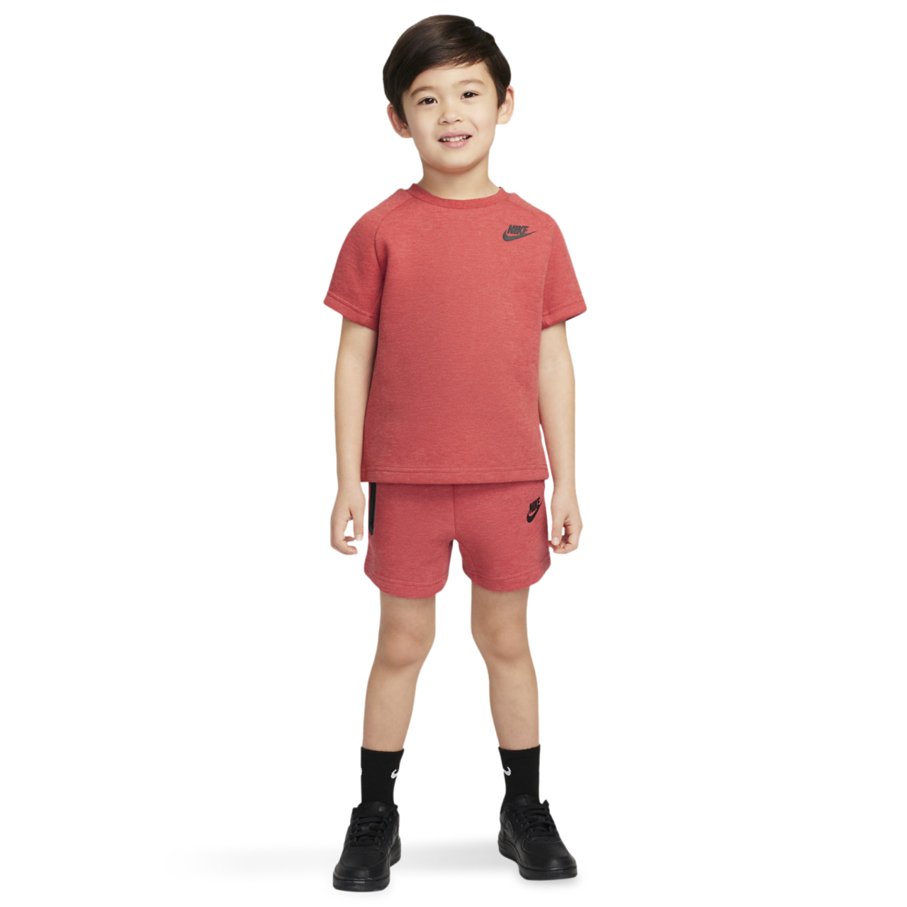 Nike Tech Fleece T-Shirt And Short Set Image 1 of 9. Tap to open photo gallery.