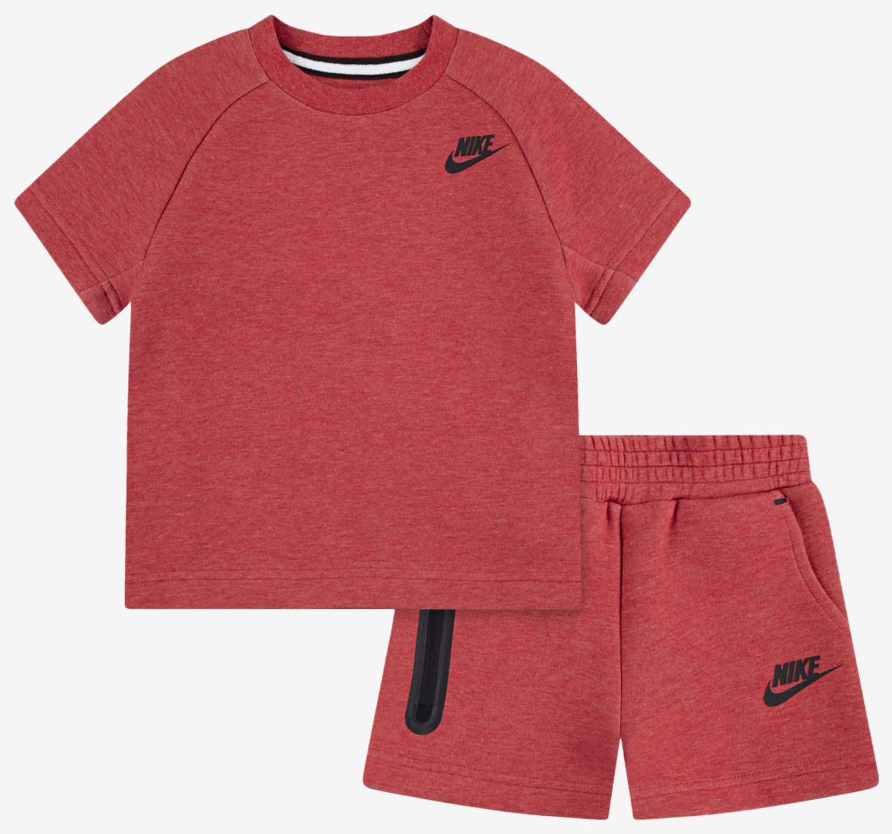 Nike Tech Fleece T-Shirt And Short Set Image 8 of 9. Tap to open photo gallery.