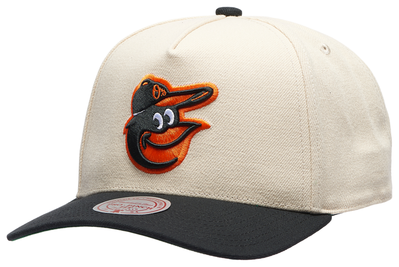 Mitchell & Ness Orioles Off White Pro Pinch Cap Image 1 of 5. Tap to open photo gallery.