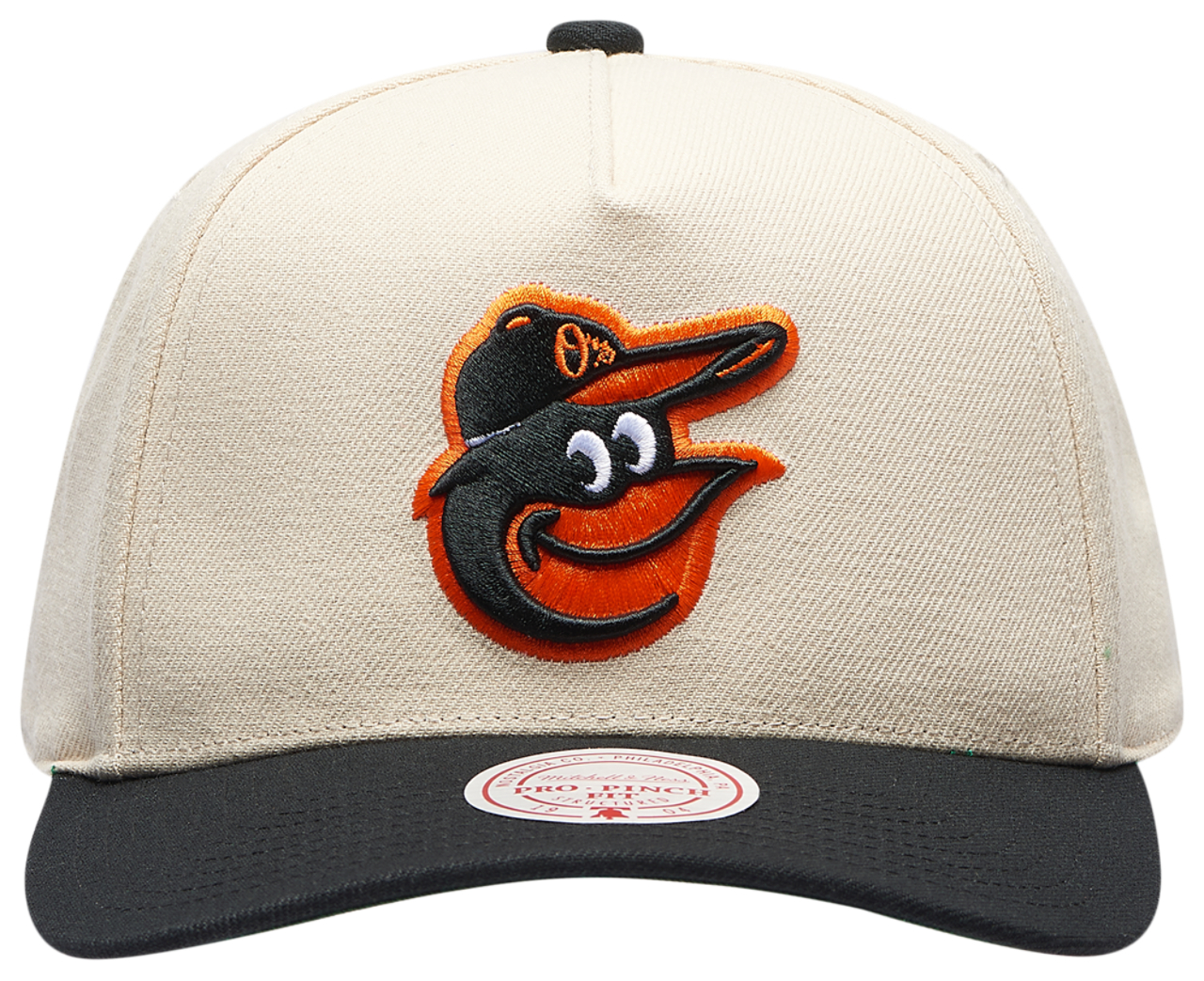Mitchell & Ness Orioles Off White Pro Pinch Cap Image 2 of 5. Tap to open photo gallery.
