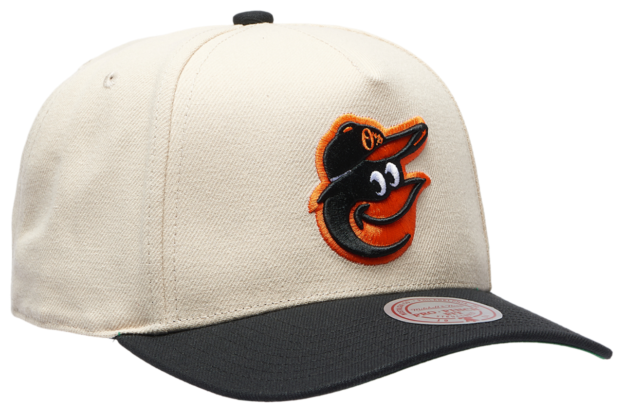 Mitchell & Ness Orioles Off White Pro Pinch Cap Image 3 of 5. Tap to open photo gallery.