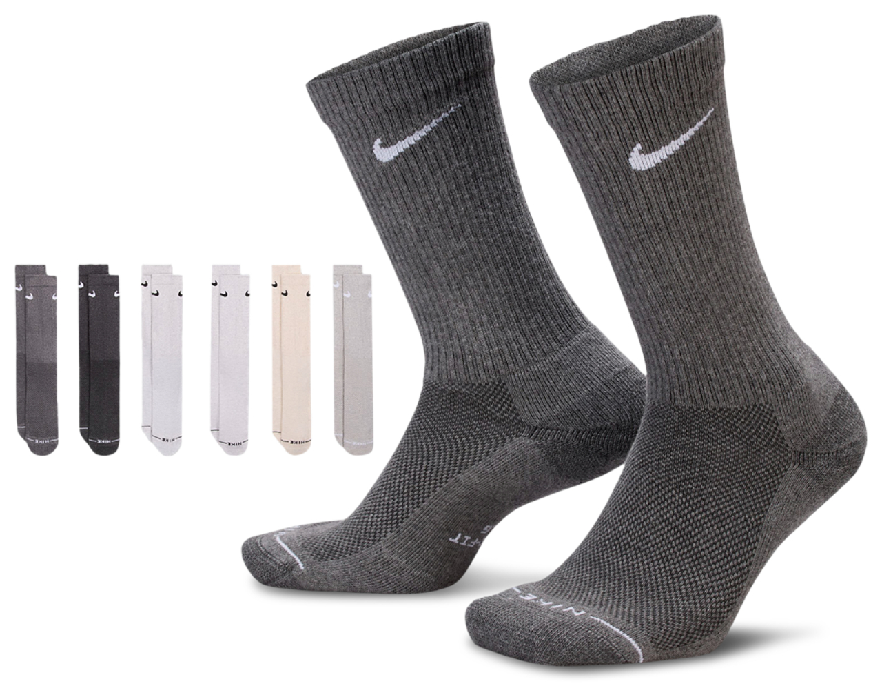 Nike Everyday Elevated Crew Socks 6 Pack  Image 1 of 1. Tap to open photo gallery.