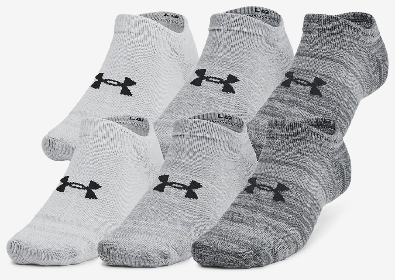 Under Armour Essential 6 Pack No Show Socks Image 1 of 4. Tap to open photo gallery.