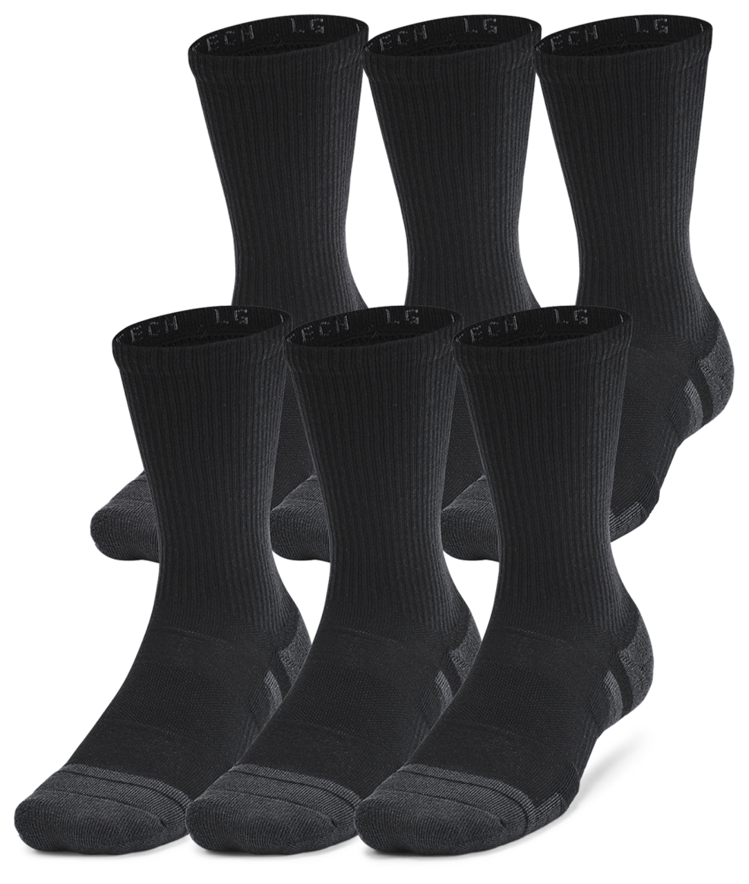 Under Armour Perf Tech 6 Pack Crew Socks Image 1 of 4. Tap to open photo gallery.