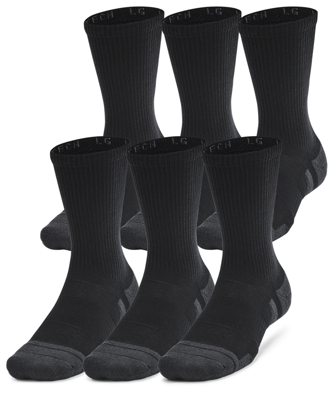 Under Armour Perf Tech 6 Pack Crew Socks Image 1 of 4. Tap to open photo gallery.