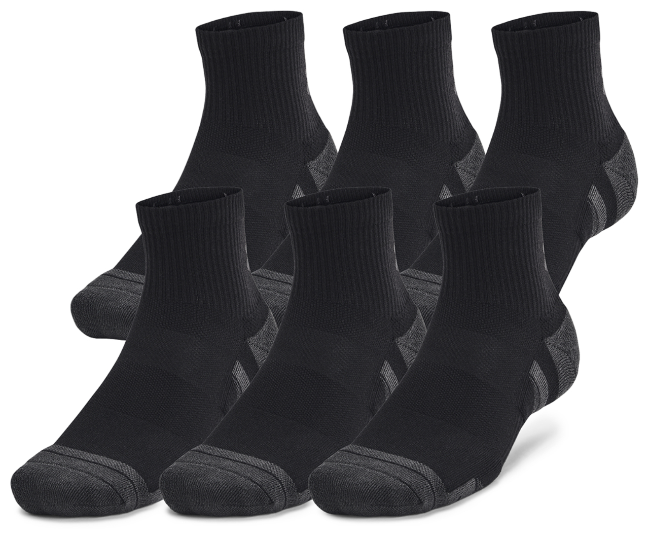 Under Armour Perf Tech 6 Pack Quarter Socks Image 1 of 4. Tap to open photo gallery.