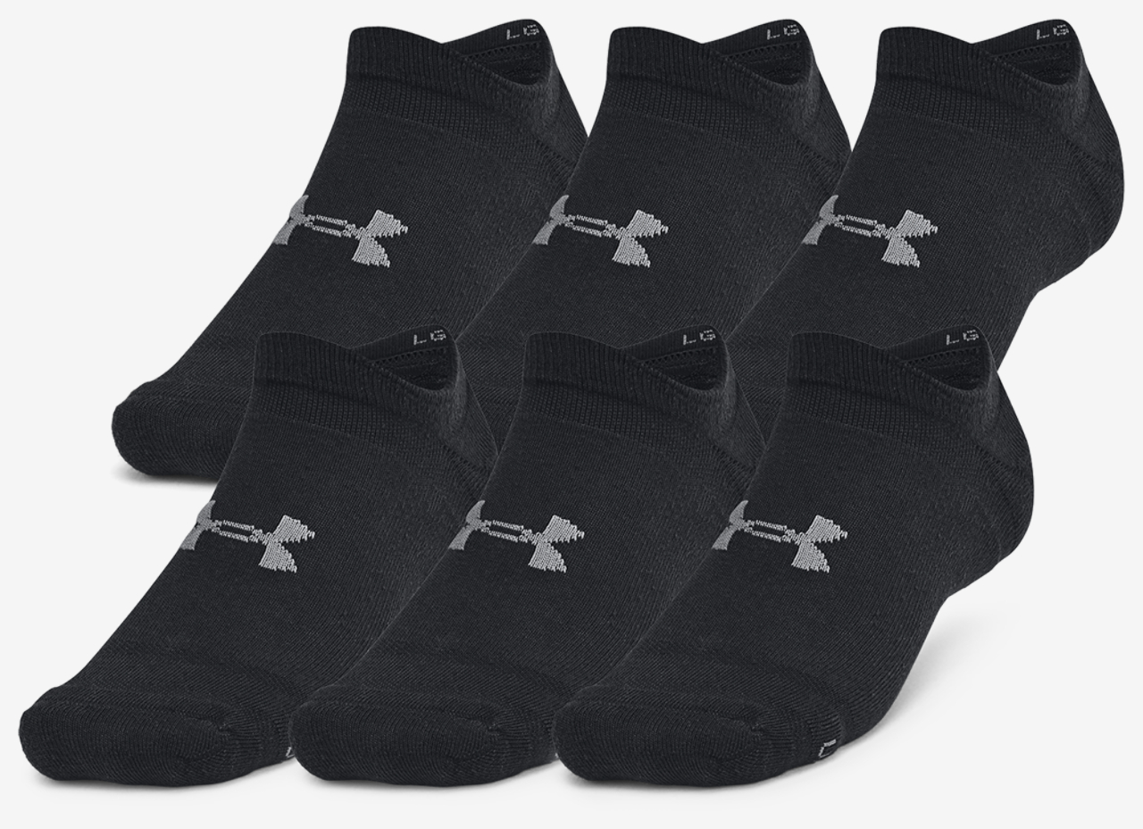 Under Armour Essential Cushion 6 Pack No Show Socks Image 1 of 4. Tap to open photo gallery.