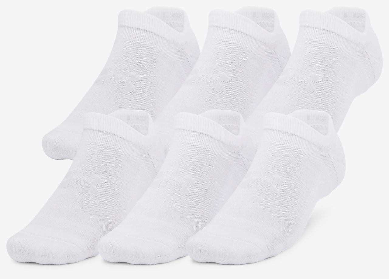 Under Armour Essential Cushion 6 Pack No Show Socks Image 1 of 4. Tap to open photo gallery.