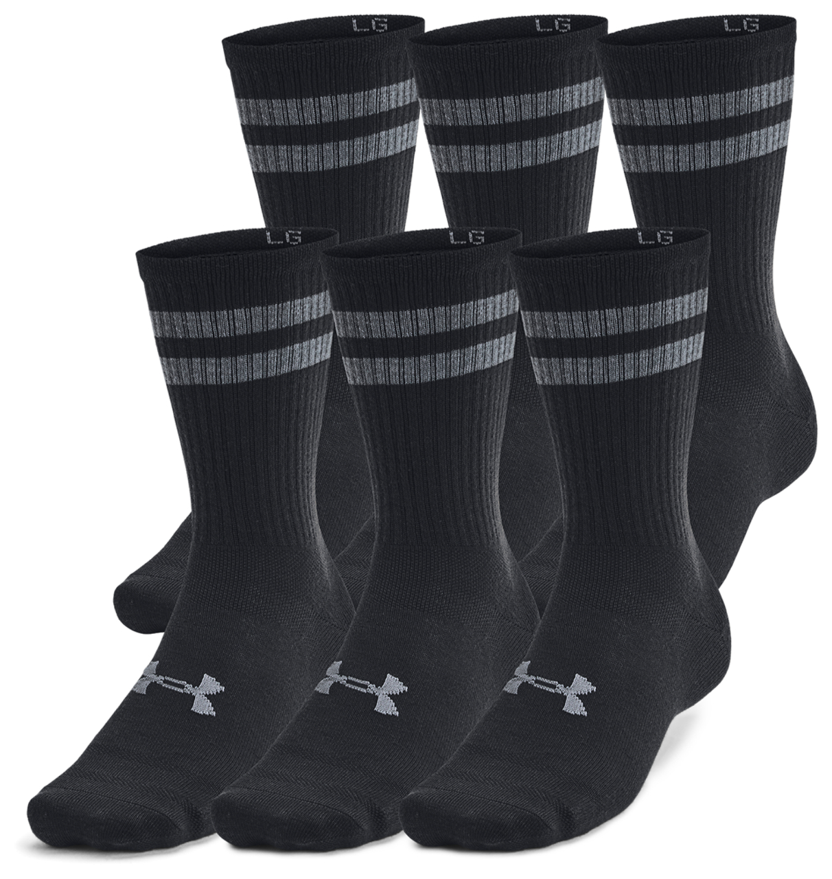 Under Armour Essential 6 Pack Crew Socks Image 1 of 4. Tap to open photo gallery.