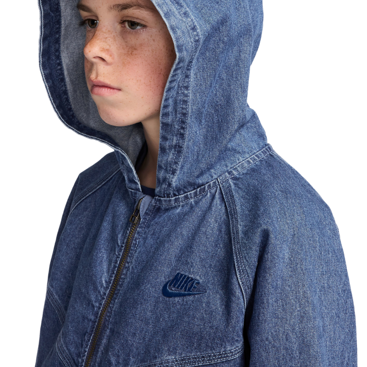 Nike NSW WR Denim Full Zip Jacket  Image 3 of 3. Tap to open photo gallery.