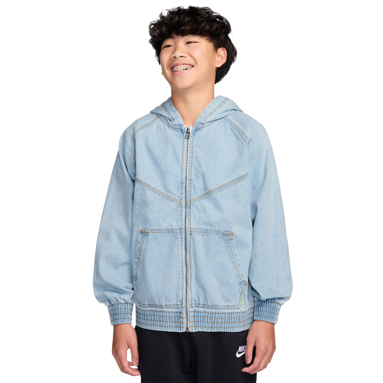 Nike NSW WR Denim Full Zip Jacket  Image 1 of 3. Tap to open photo gallery.