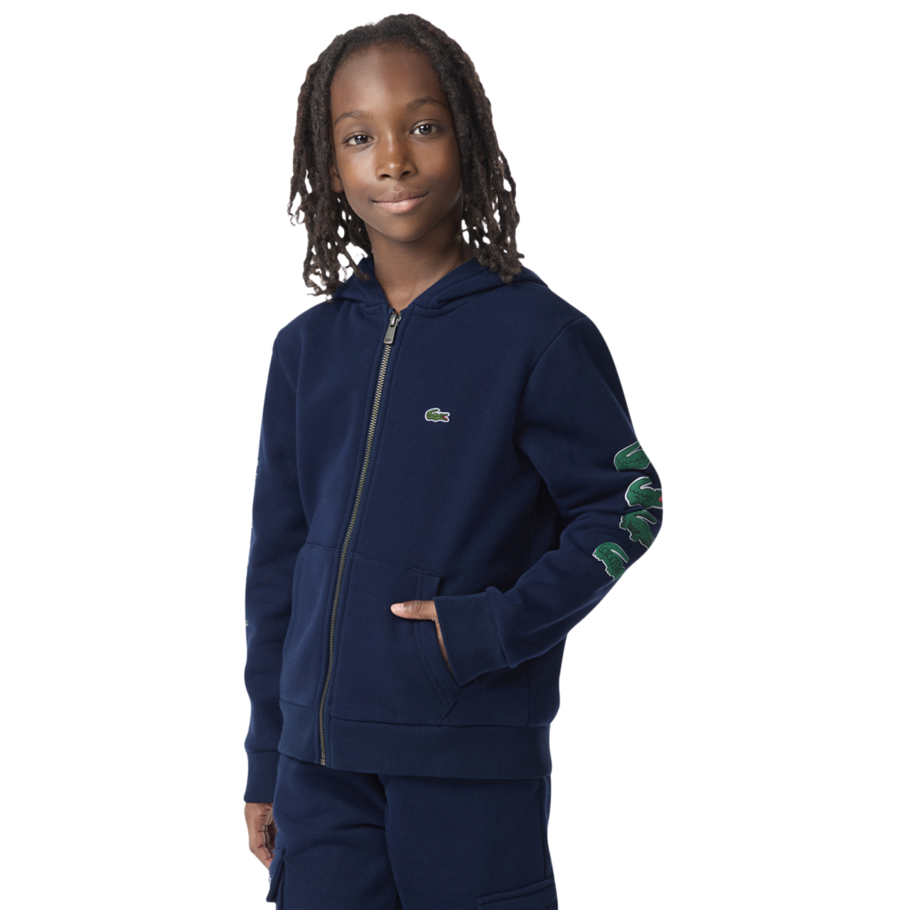 Lacoste Chandail à capuchon avec glissière complète molletonné avec imprimé Image 1 de 8. Appuyez pour ouvrir la galerie de photos.