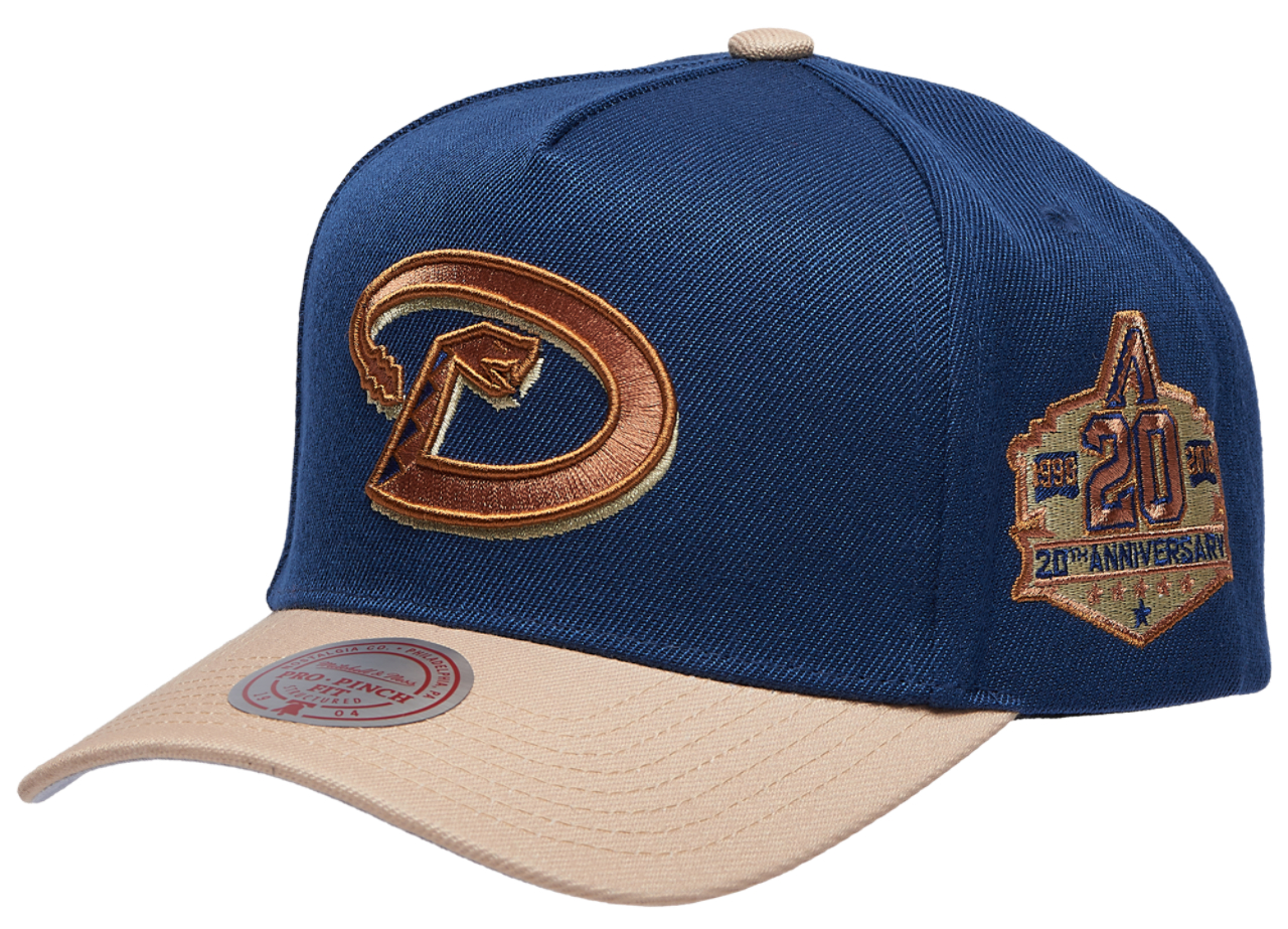 Mitchell & Ness Diamondbacks Navy & Tan Pro Pinch Cap Image 1 of 5. Tap to open photo gallery.