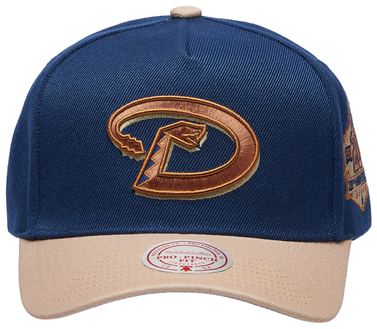 Mitchell & Ness Diamondbacks Navy & Tan Pro Pinch Cap Image 2 of 5. Tap to open photo gallery.