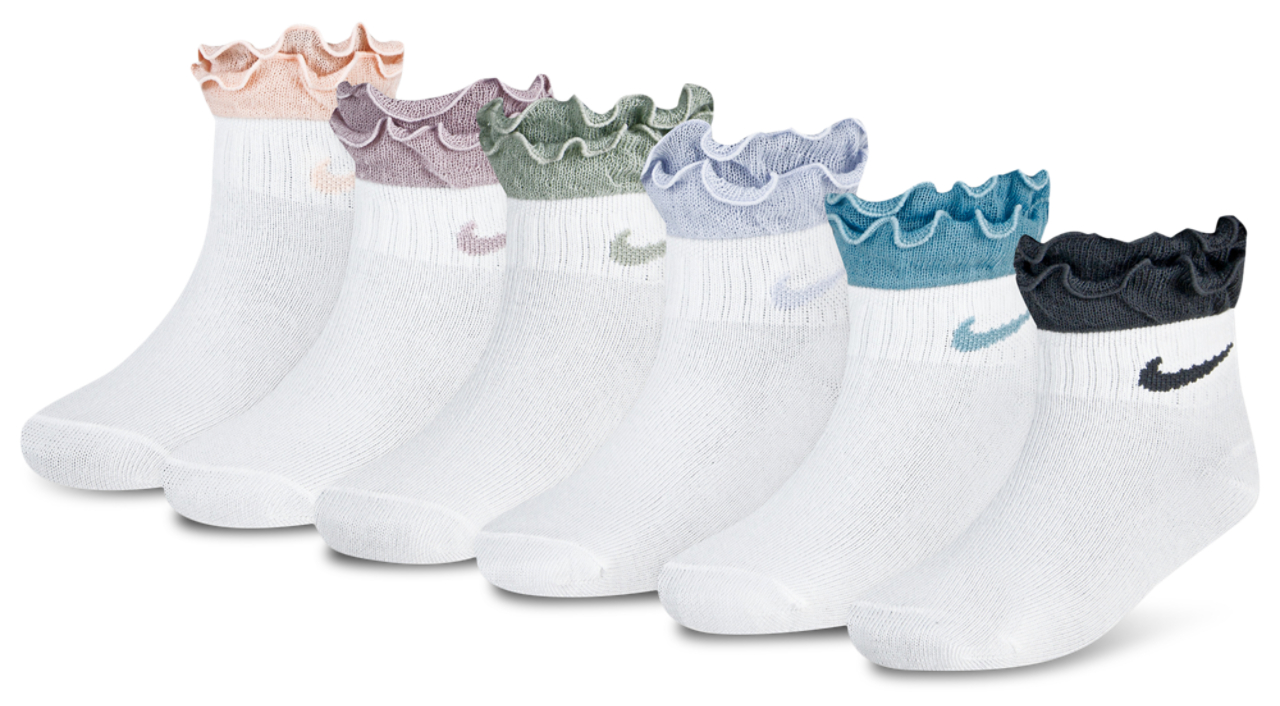 Nike Ruffle Ankle Socks 6 Pack  Image 1 of 2. Tap to open photo gallery.