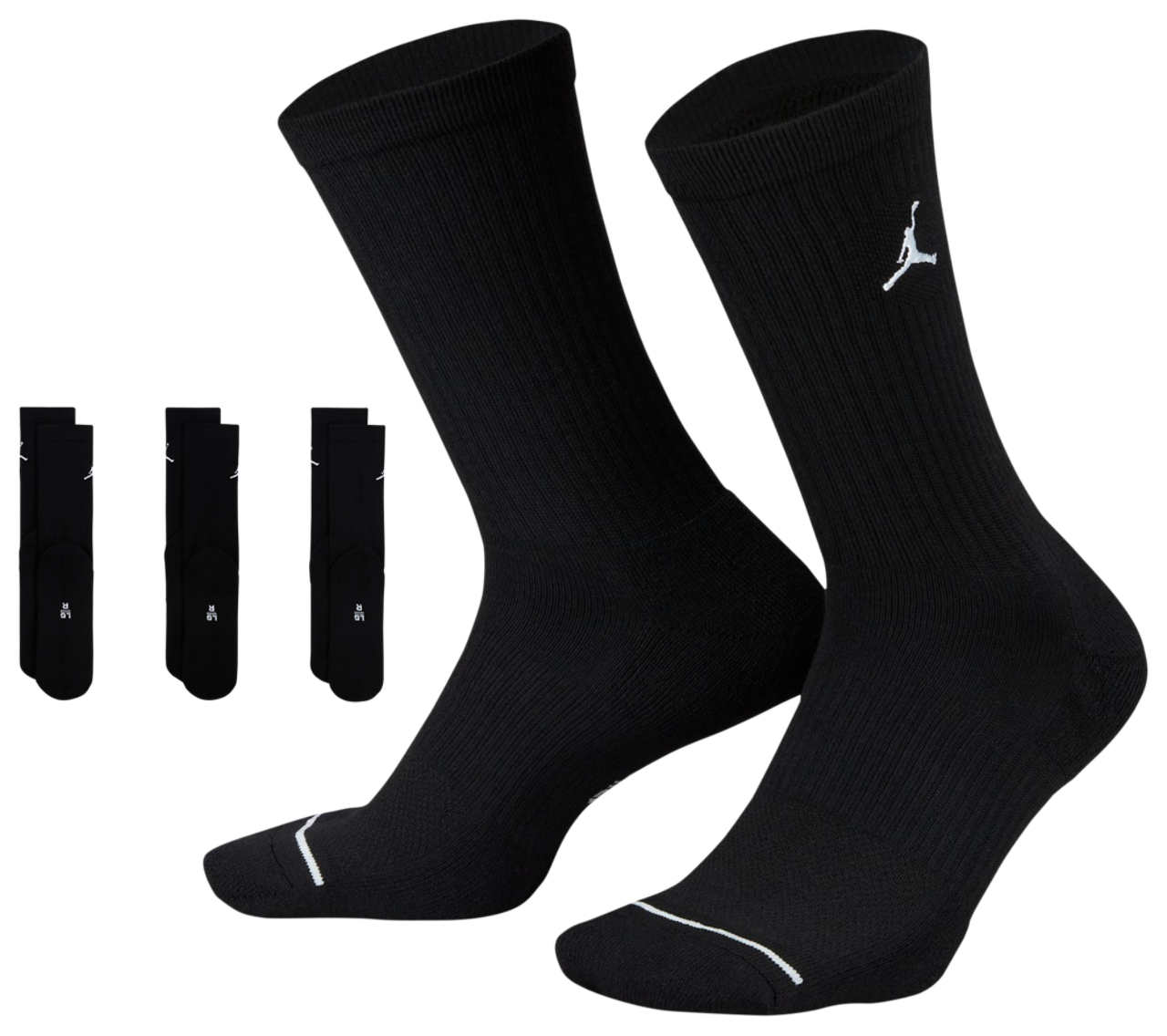 Jordan Every Day Cushioned Crew 3 Pack Socks  Image 1 of 5. Tap to open photo gallery.