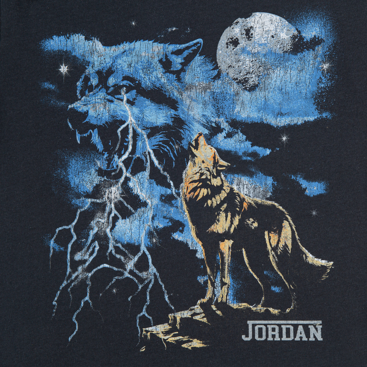 Jordan Wolf Grey Retro T-Shirt Image 3 of 4. Tap to open photo gallery.
