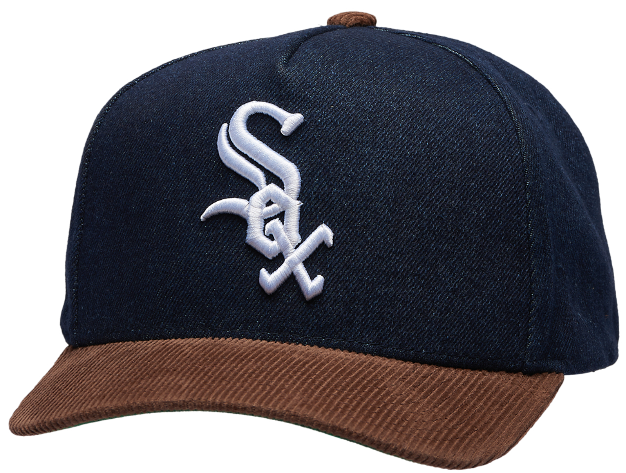 Mitchell & Ness White Sox Denim Cord Pro Pinch Cap Image 1 of 5. Tap to open photo gallery.