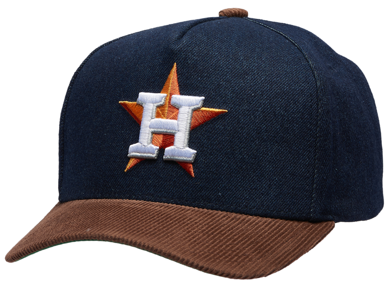 Mitchell & Ness Astros Denim Cord Pro Pinch Cap Image 1 of 5. Tap to open photo gallery.