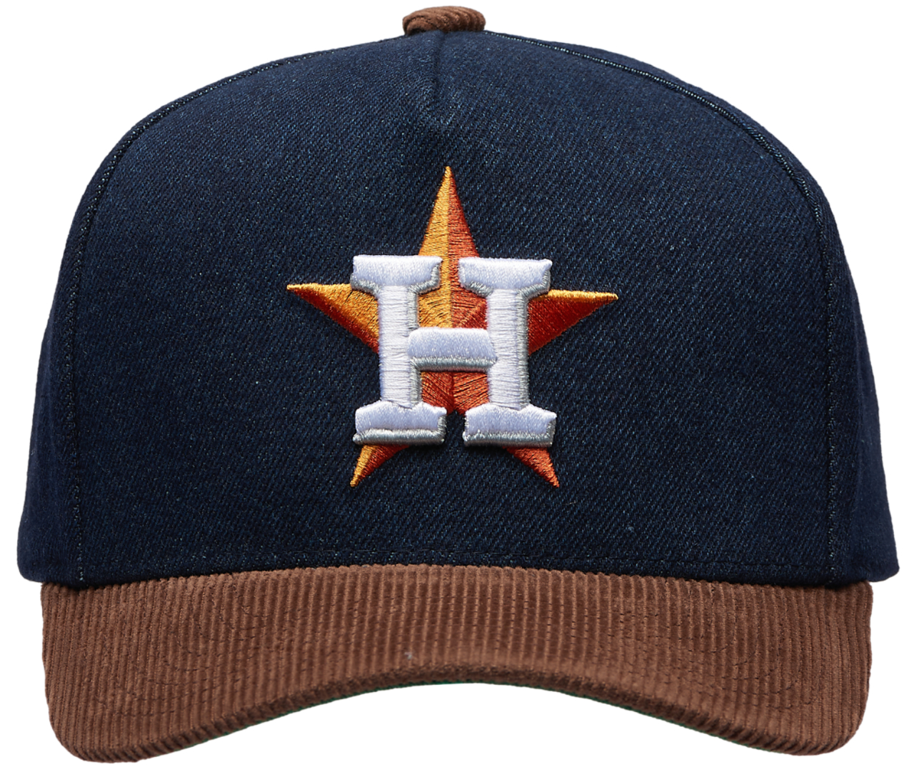 Mitchell & Ness Astros Denim Cord Pro Pinch Cap Image 2 of 5. Tap to open photo gallery.