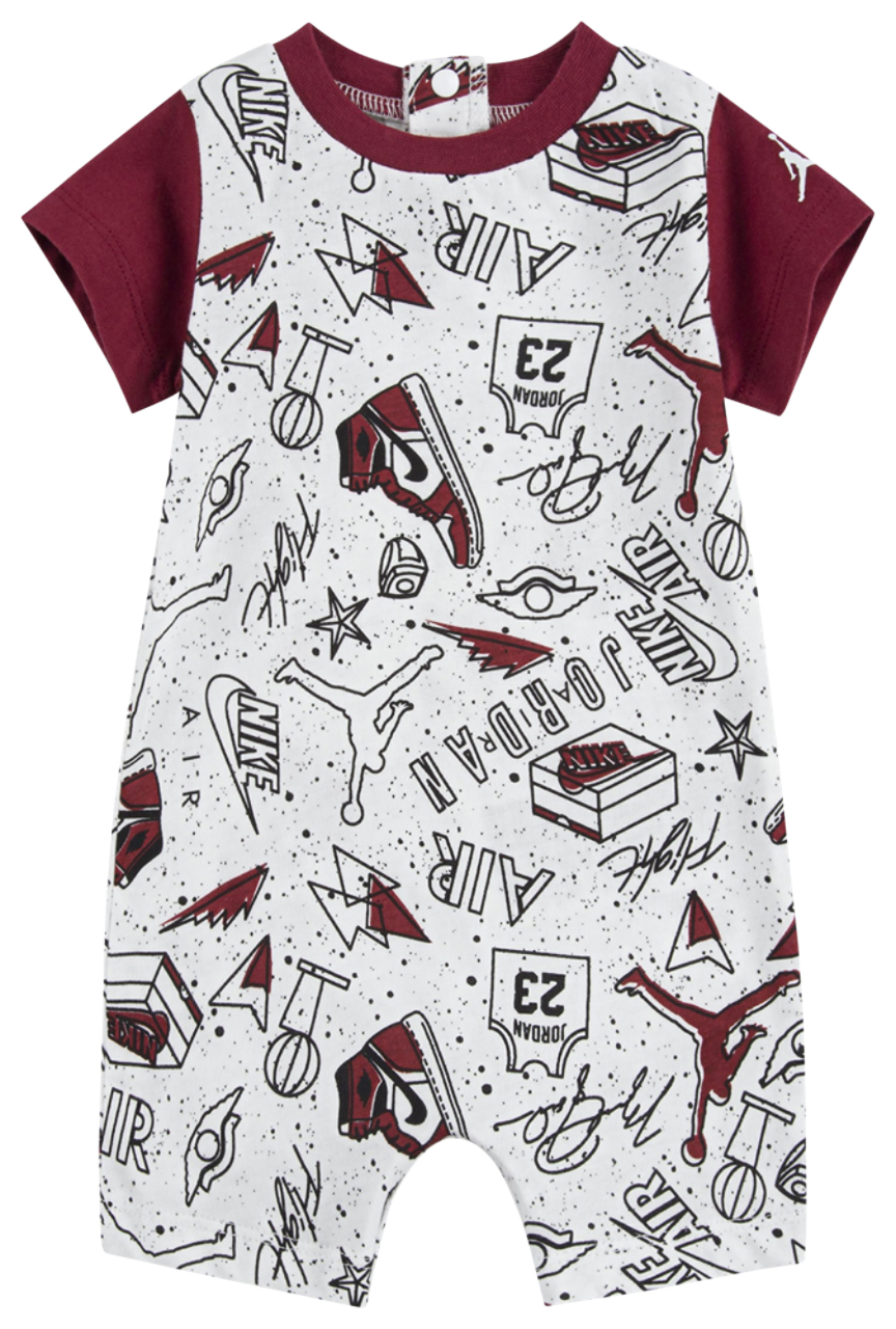 Jordan Fun Flight All Over Print Romper Image 1 of 2. Tap to open photo gallery.