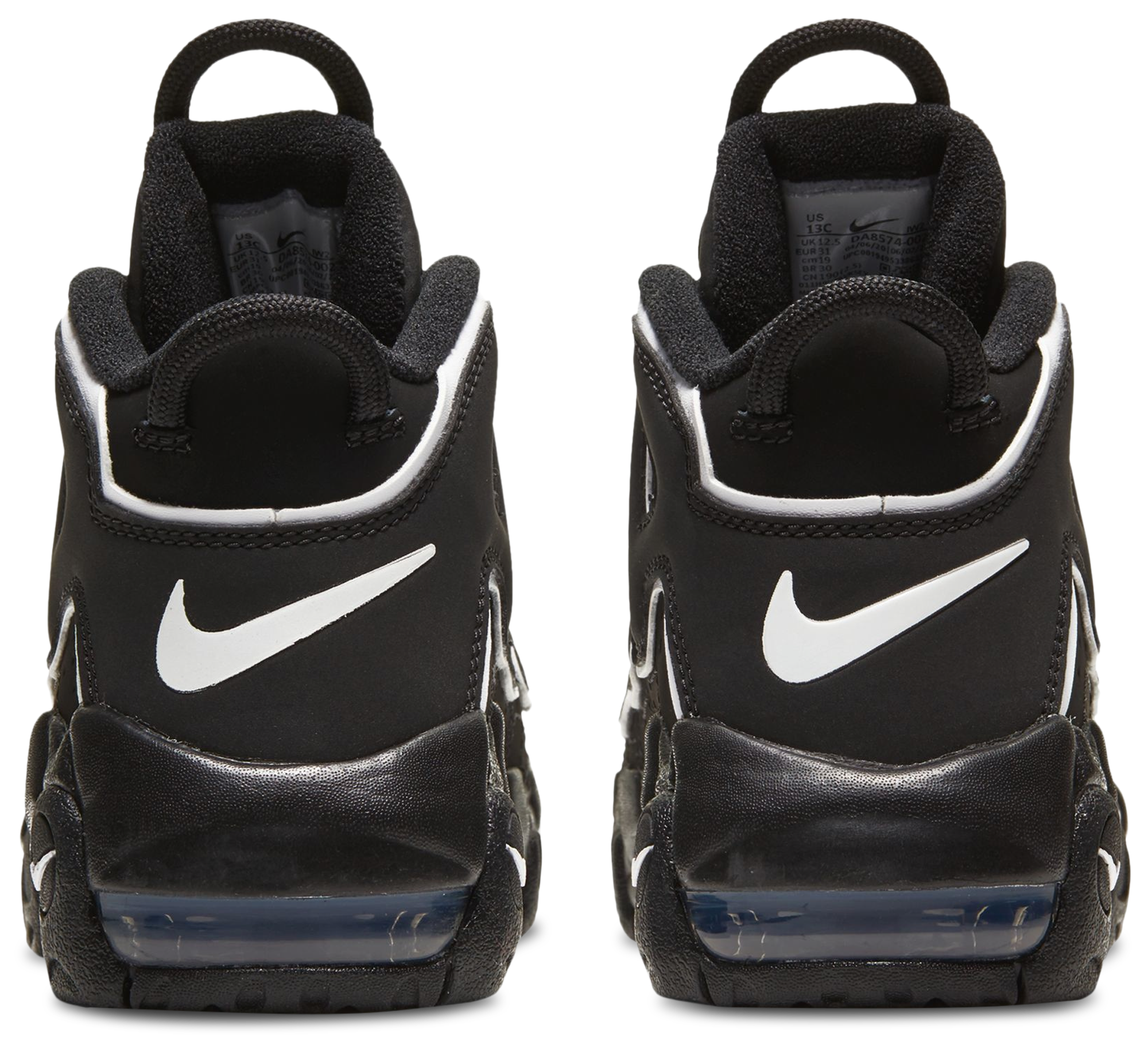 Nike Air More Uptempo 童款 - Black/Black/White - Image 4
