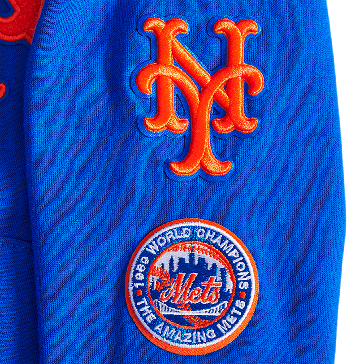 Pro Standard Mets Retro Classic BB Ribbed Fleece PO Hoodie Image 7 of 9. Tap to open photo gallery.