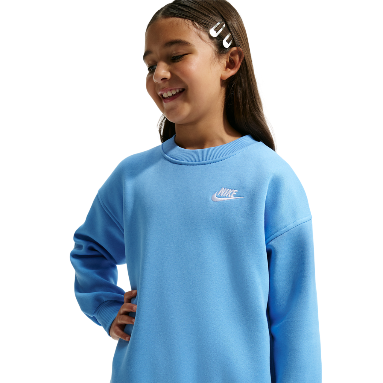 Nike NSW Oversized Club Fleece Crew Image 1 of 5. Tap to open photo gallery.