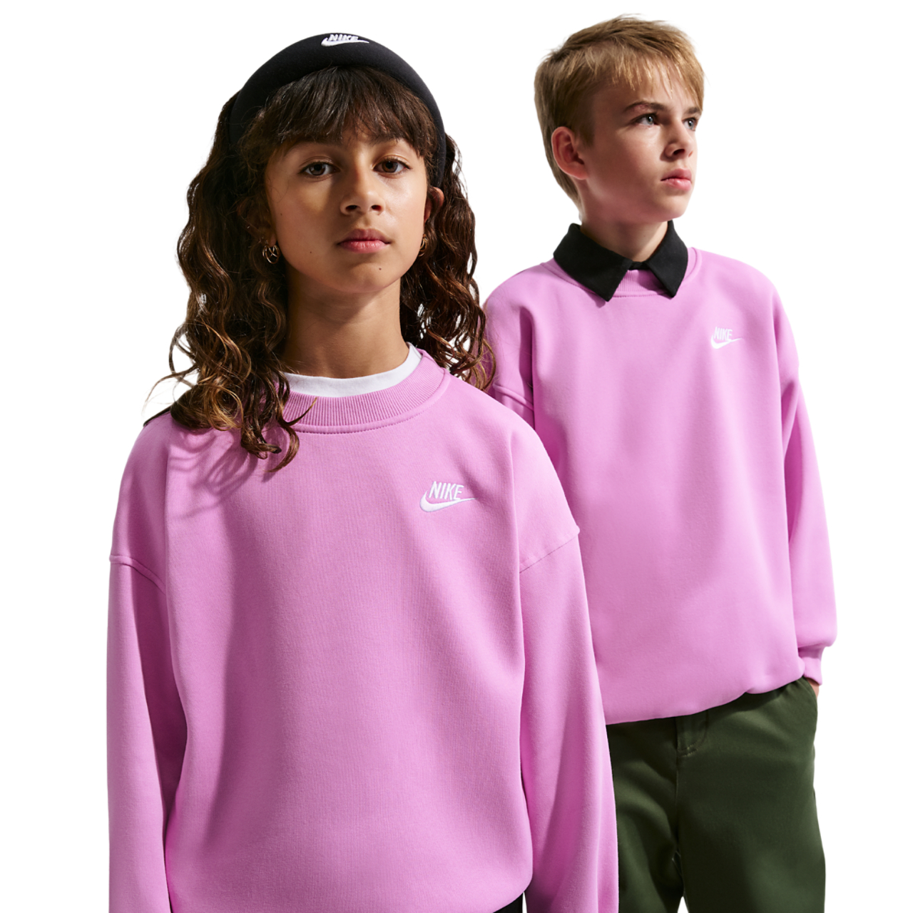 Nike NSW Oversized Club Fleece Crew Image 1 of 5. Tap to open photo gallery.